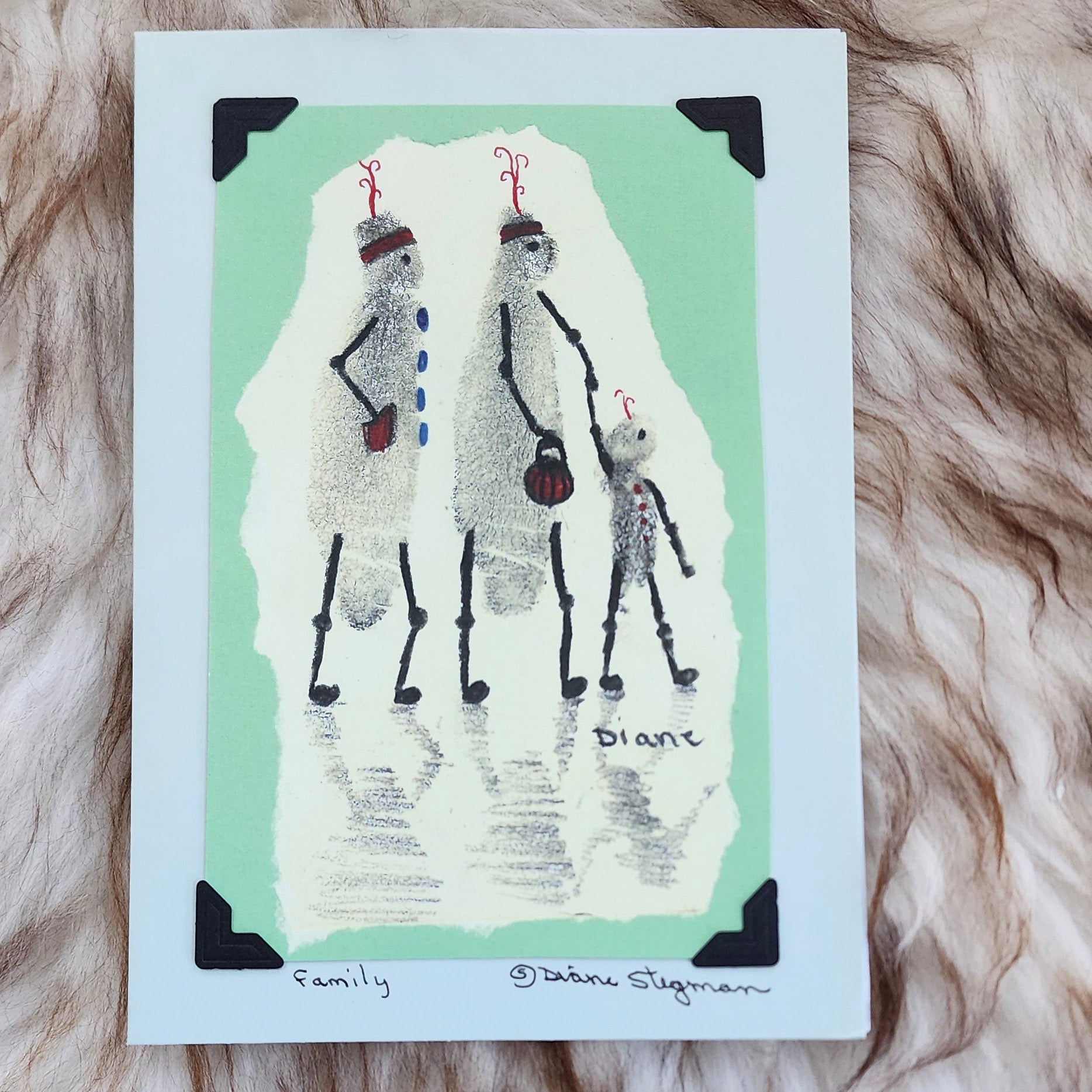 Beautifully Hand Crafted Custom Created Greeting Card Series by Diane Stegman "Fingerprint Family"