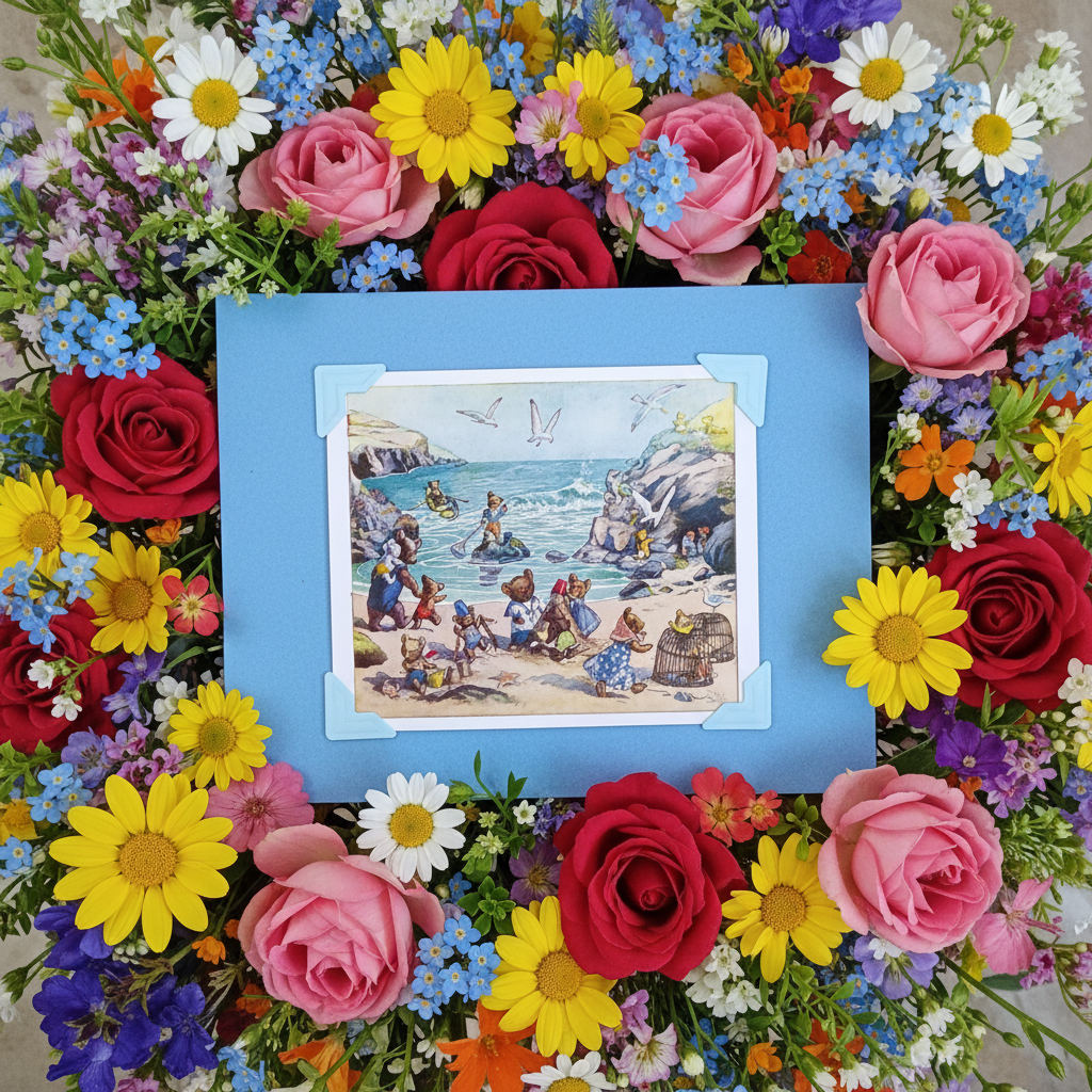 Beautifully Hand Crafted Custom Created Greeting Card Series by Diane Stegman "Teddy Bears on the Beach"