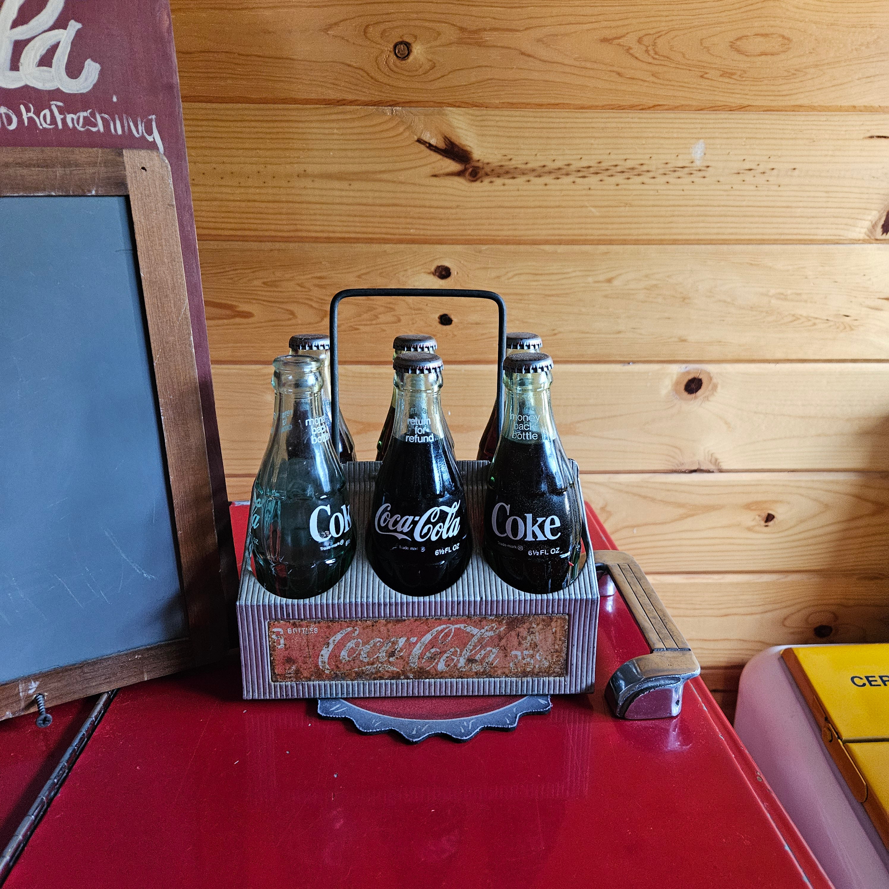 Vintage Coca Cola 6 Pack with Metal Carrier