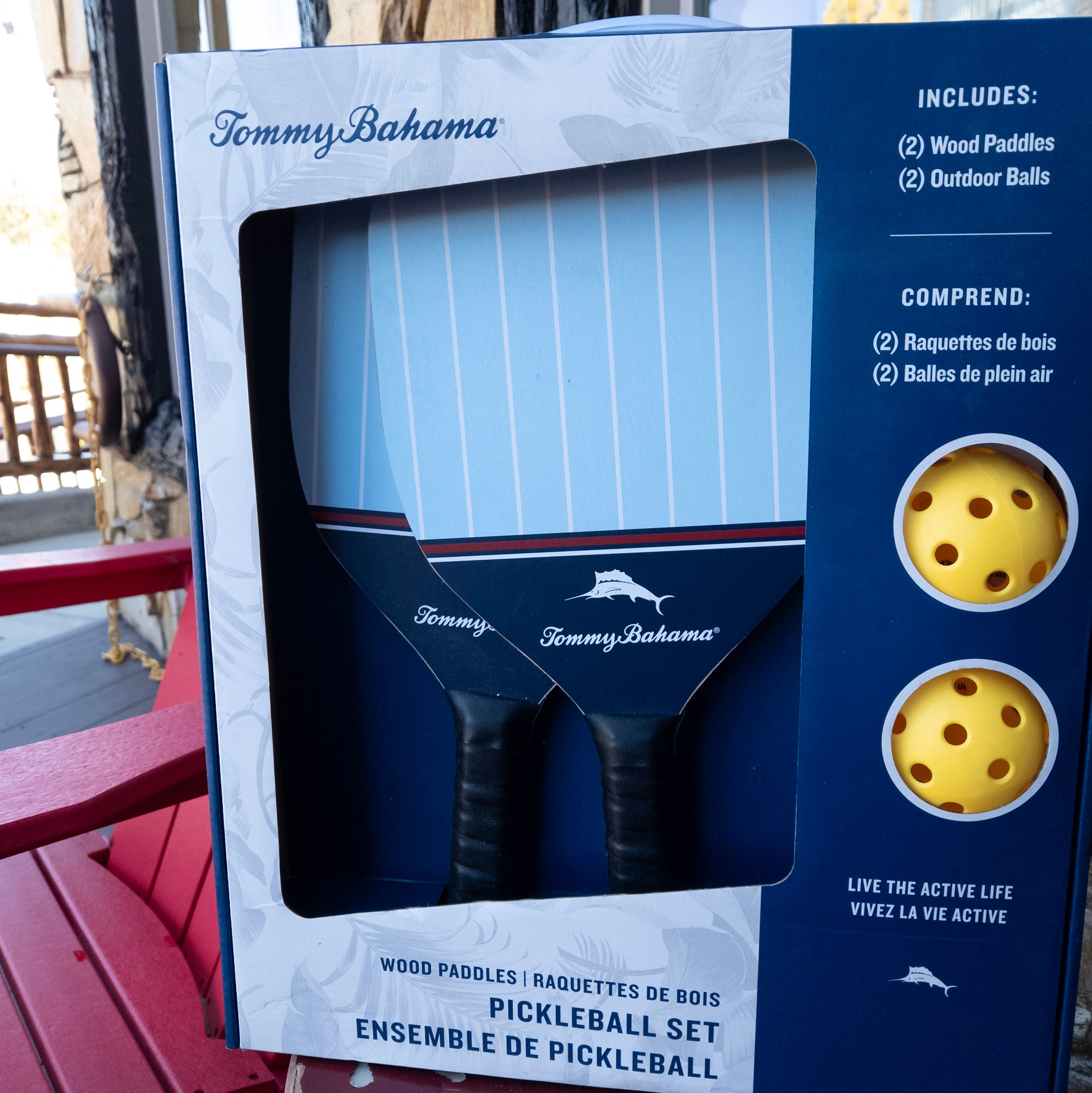 Tommy Bahama Wood Paddle Pickleball Set