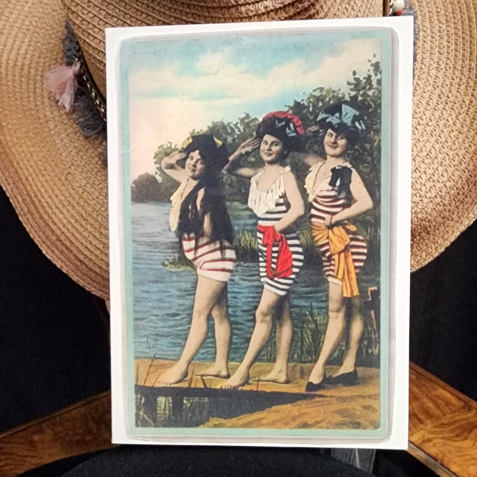 Beautifully Hand Crafted Custom Created Greeting Card Series by Diane Stegman "Vintage Female Swimsuits"