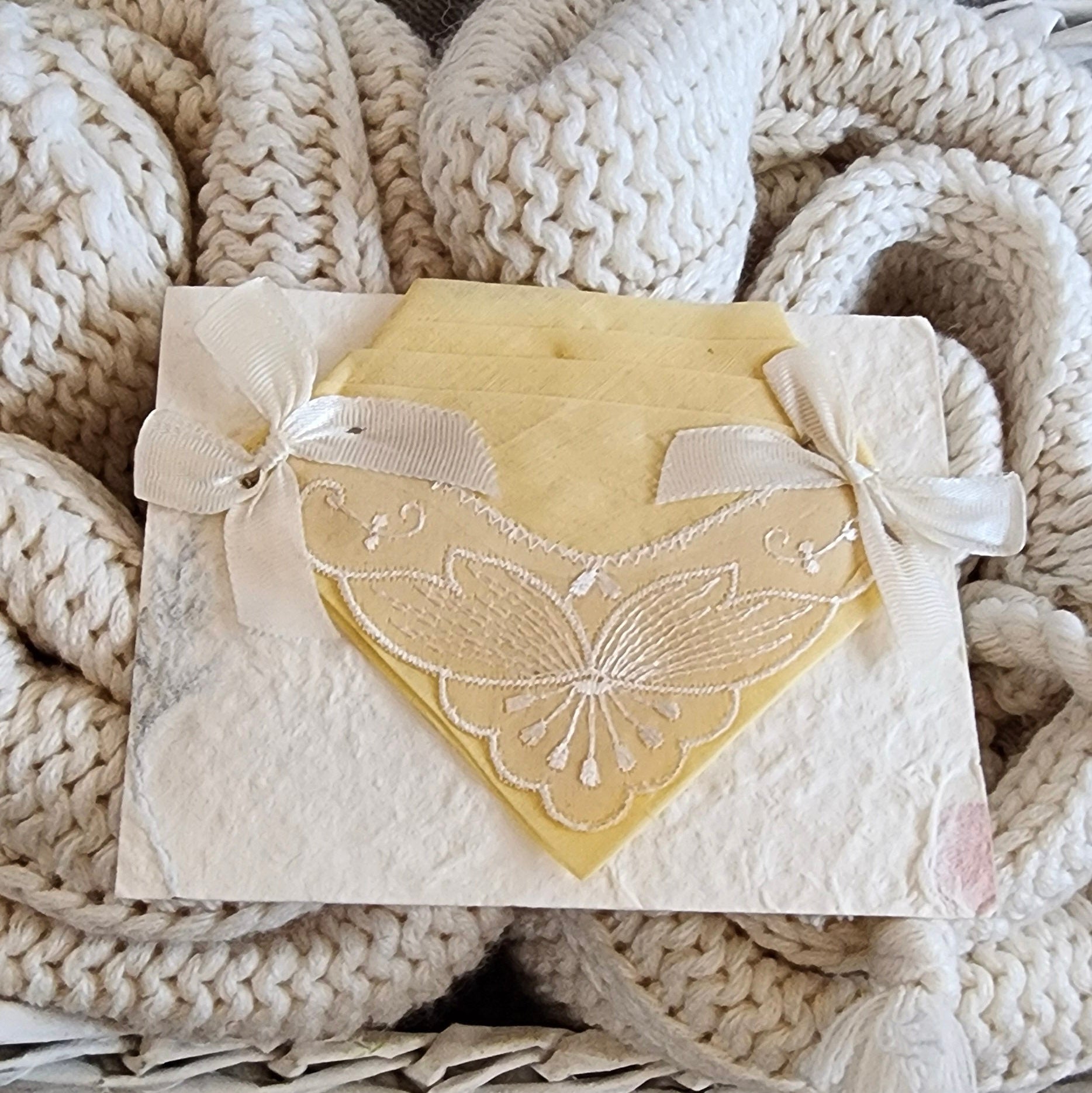 Beautifully Hand Crafted Custom Created Greeting Card Series by Diane Stegman "Fabric Bows"
