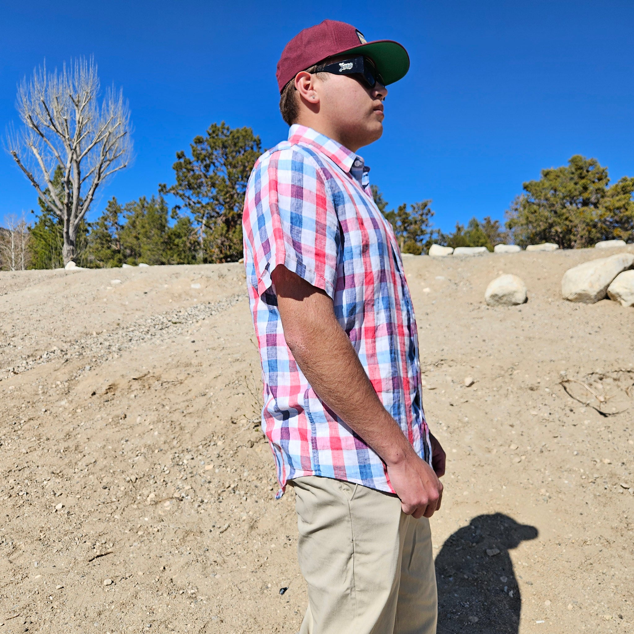 Natural Blue By Visitor Short Sleeve Button-up Shirt