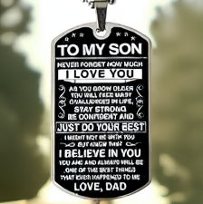 To My Son From Dad Dog Tag Necklace