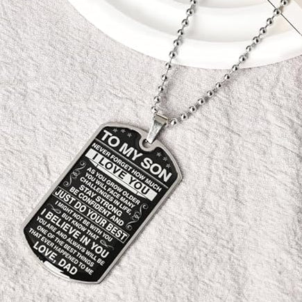 To My Son From Dad Dog Tag Necklace