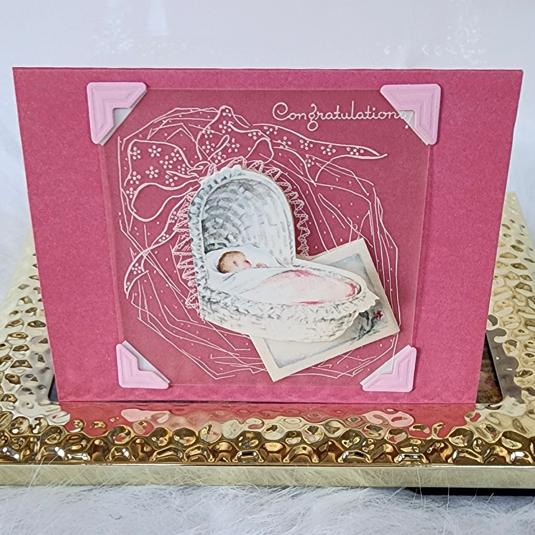 Beautifully Hand Crafted Custom Created Greeting Card Series by Diane Stegman "Baby Carriage"
