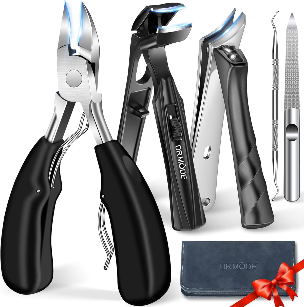DR.MODE 5-Piece Heavy Duty Toenail Clipper Set for Thick Nails | Professional Ingrown Nail Care Kit