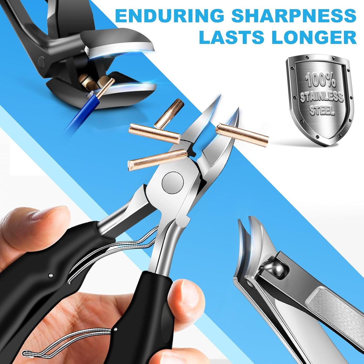 DR.MODE 5-Piece Heavy Duty Toenail Clipper Set for Thick Nails | Professional Ingrown Nail Care Kit