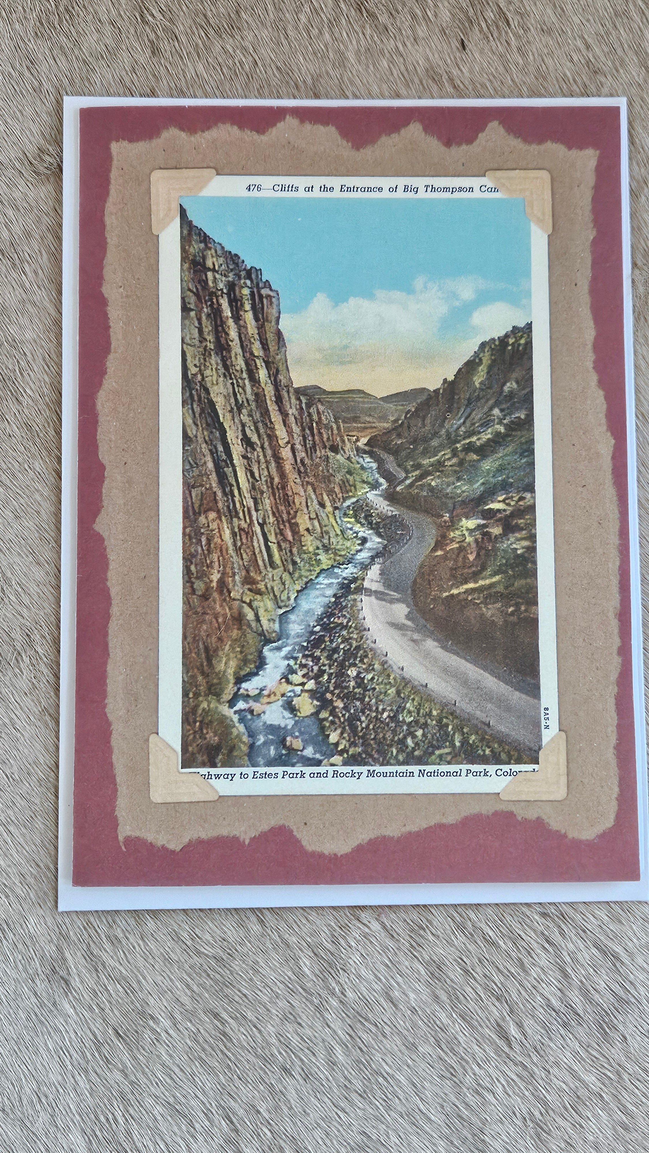 Beautifully Hand Crafted Custom Created Greeting Card Series by Diane Stegman "Cliffs at the Entrance of Big Thompson Canyon"