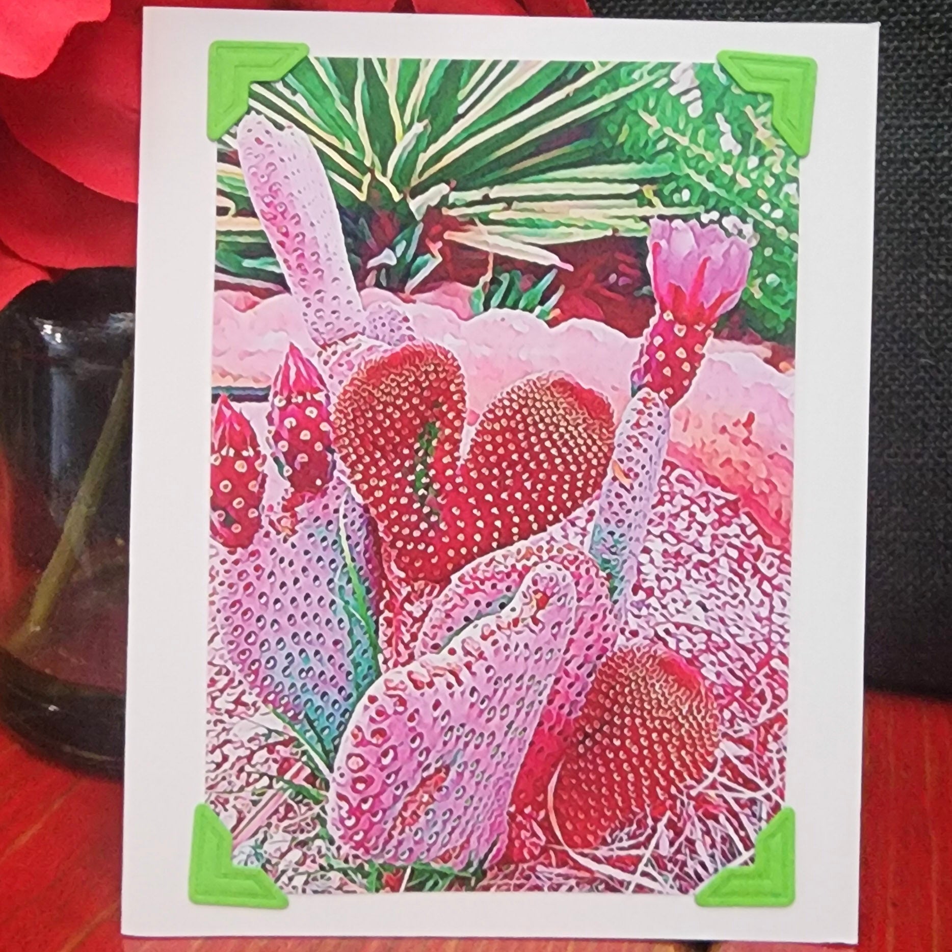 Beautifully Hand Crafted Custom Created Greeting Card Series by Diane Stegman "Heart Shaped Cactus"