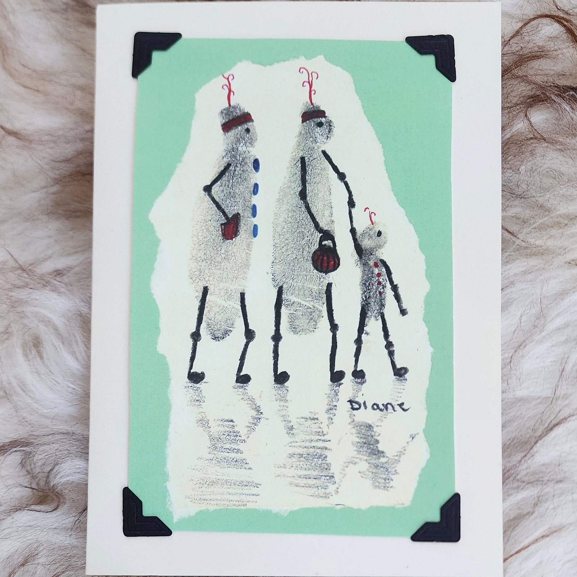 Beautifully Hand Crafted Custom Created Greeting Card Series by Diane Stegman "Fingerprint Family"