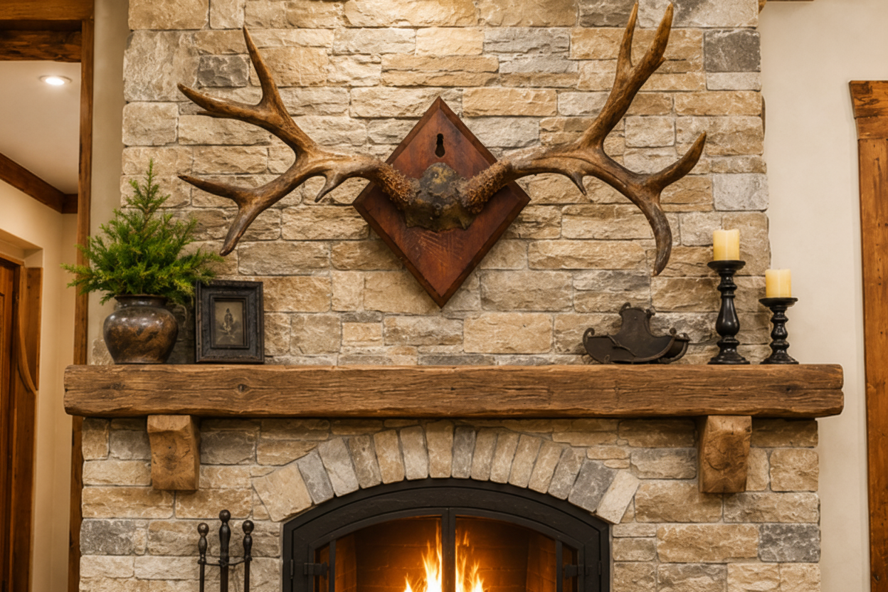 Vintage European Roe Deer Antler Trophy Mount 30" x 17"