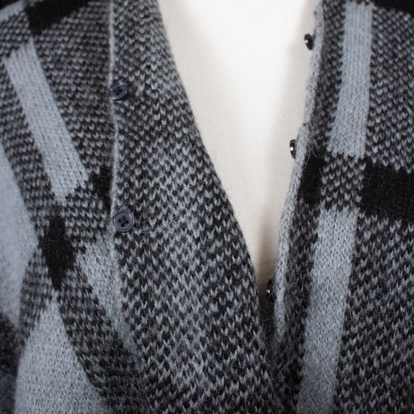 Soft Black & Dark Grey Plaid Poncho with Removable Fur Collar -ONE SIZE