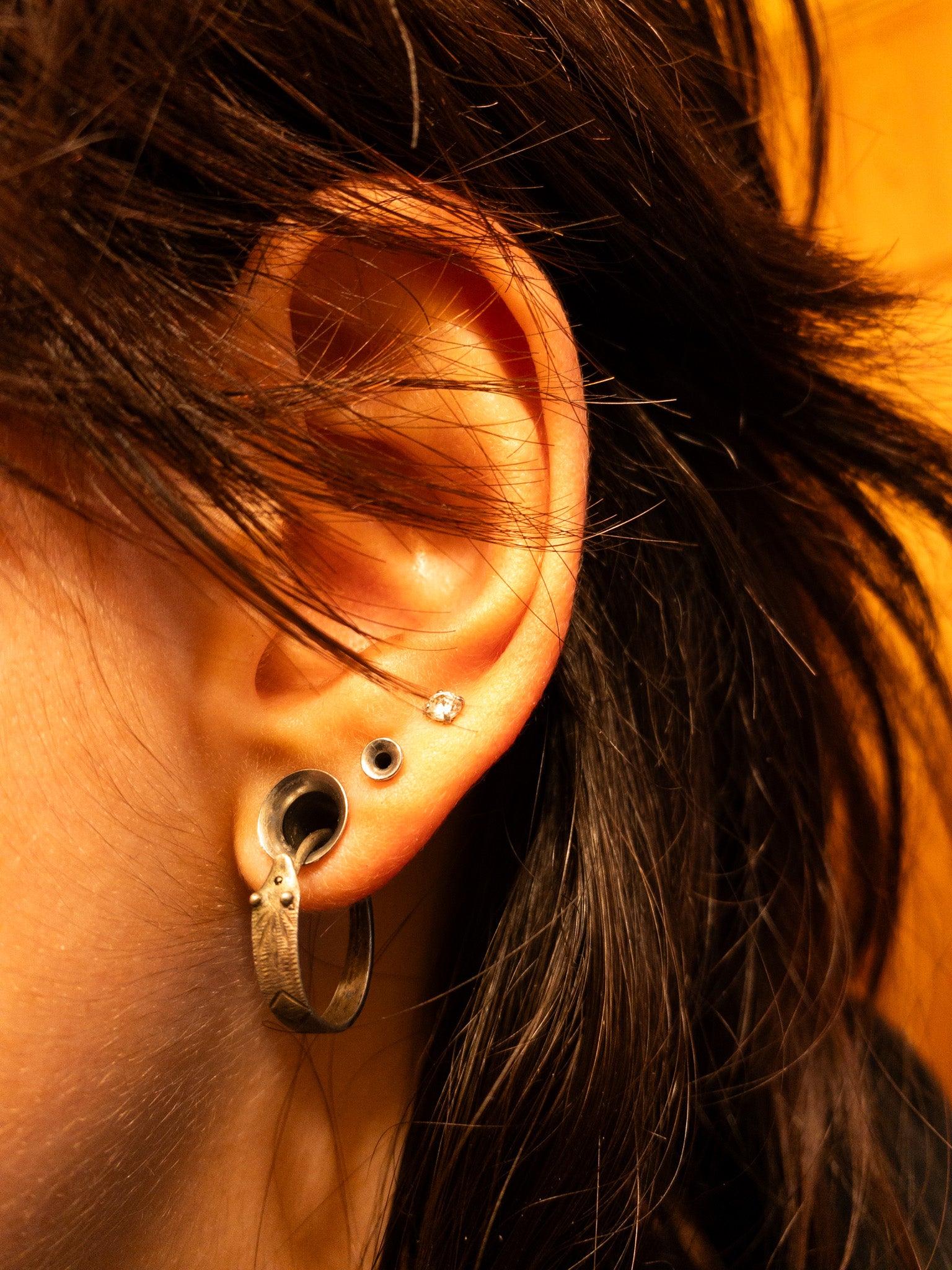 Snake Hoop Earrings Silver Tone Engraved Serpent Hoops Southwestern Boho Jewelry