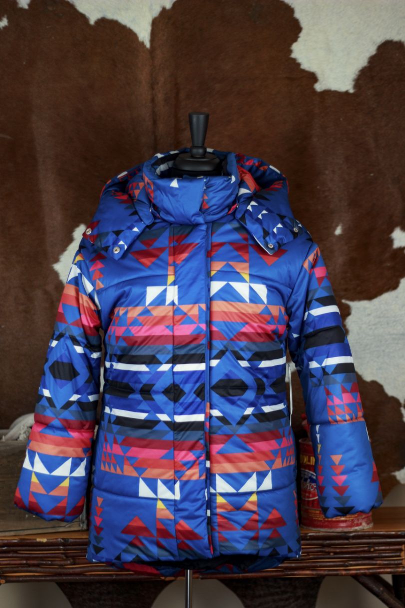 Aqua x Pendleton Puffer Jacket Womens Small Hooded Southwestern Winter Coat