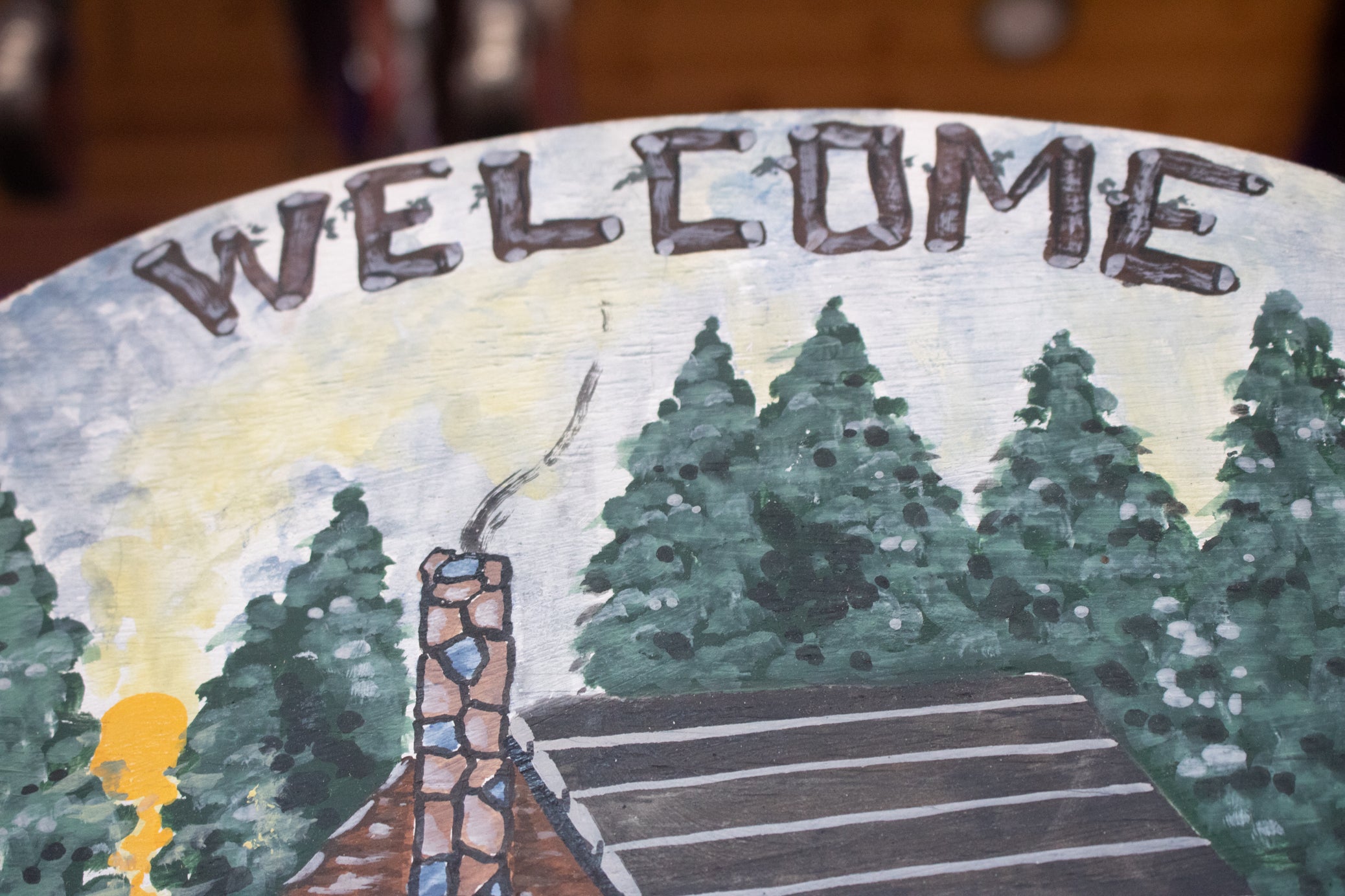 Rustic Hand Painted Welcome To The Lodge Cabin Wall Sign 16x11 Wood Decor