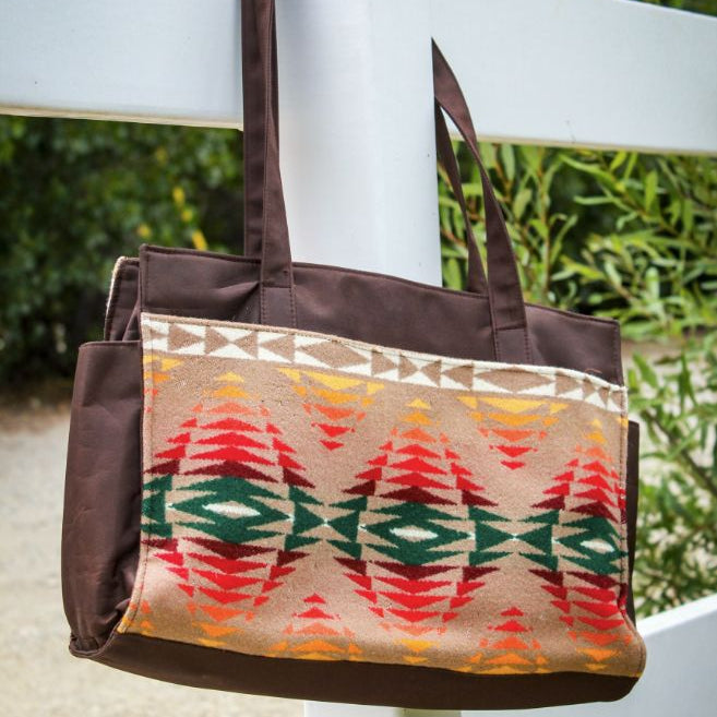 Pendleton Bag - Brown Leather with Soft Tan and Colorful Sides