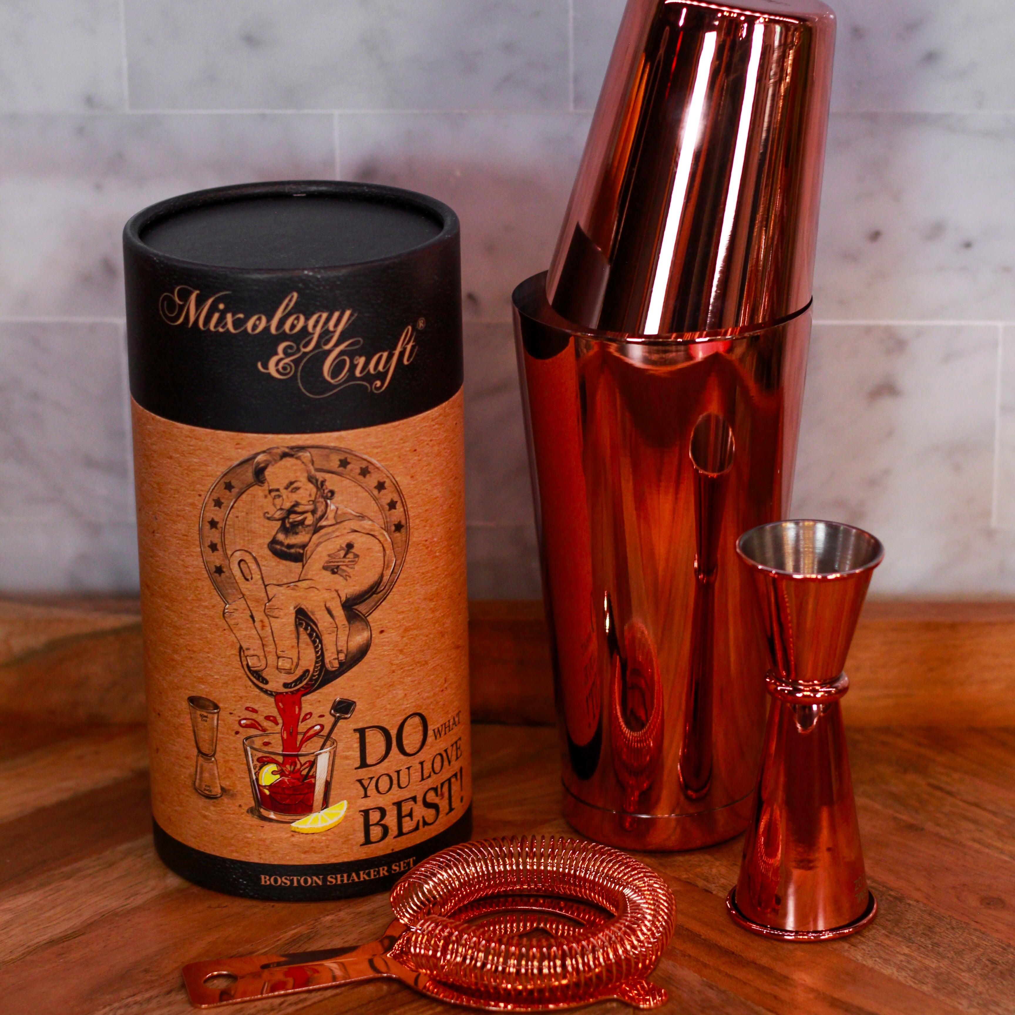 Mixology & Craft Copper Cocktail Shaker Boston Shaker Professional Set
