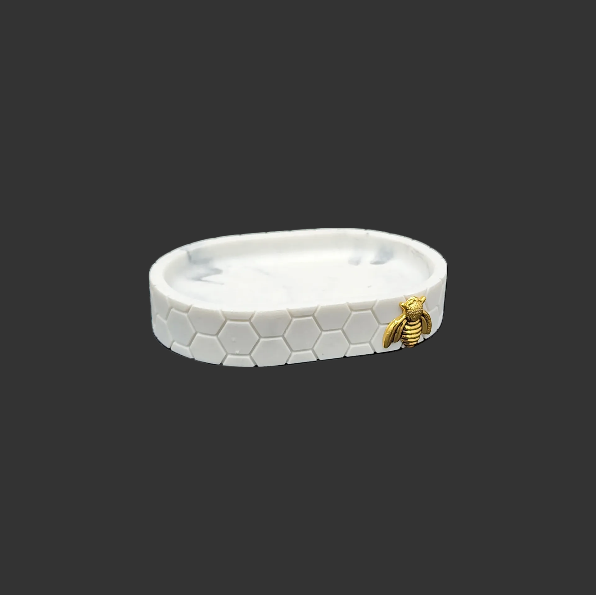 Caro Home - Marble Honeycomb with Bee Soap Holder