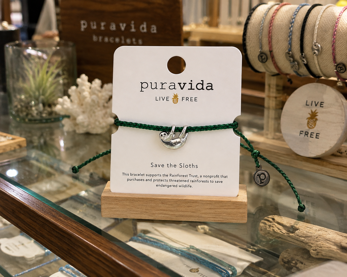 Pura Vida Braided Jute Sloth Charm Bracelet