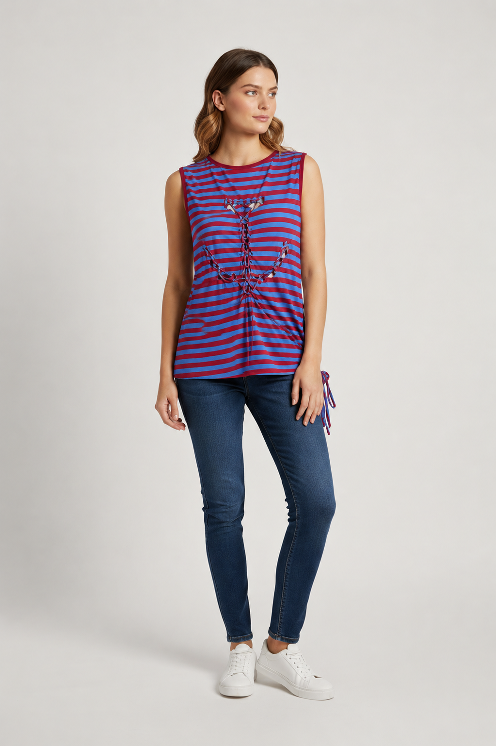 Jean-Paul Gaultier Striped A-Cut Flowy Top