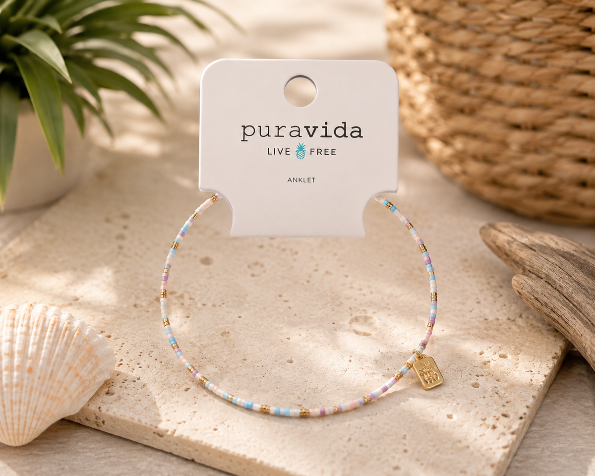 Pura Vida South Beach Seed Bead Stretch Anklet