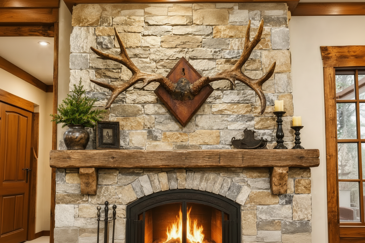 Vintage European Roe Deer Antler Trophy Mount 30" x 17"