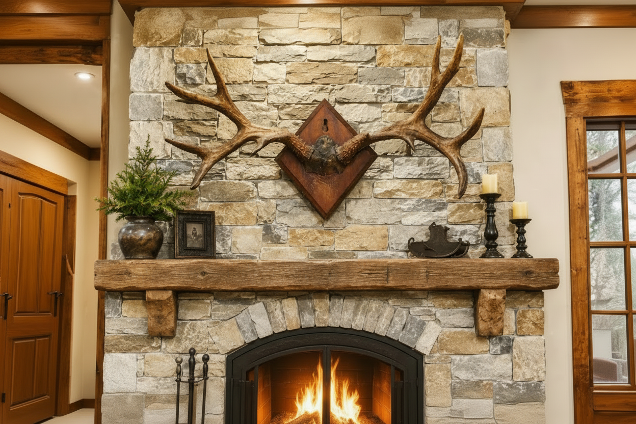 Vintage European Roe Deer Antler Trophy Mount 30" x 17"
