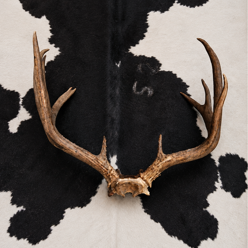 Real Whitetail Deer Antler Rack Skull Cap Mount
