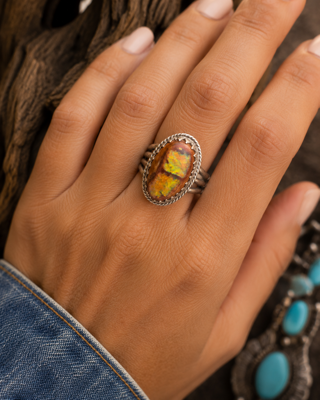 Vintage Fire Opal Style Statement Ring Size 6.5 – Artisan Fashion Ring