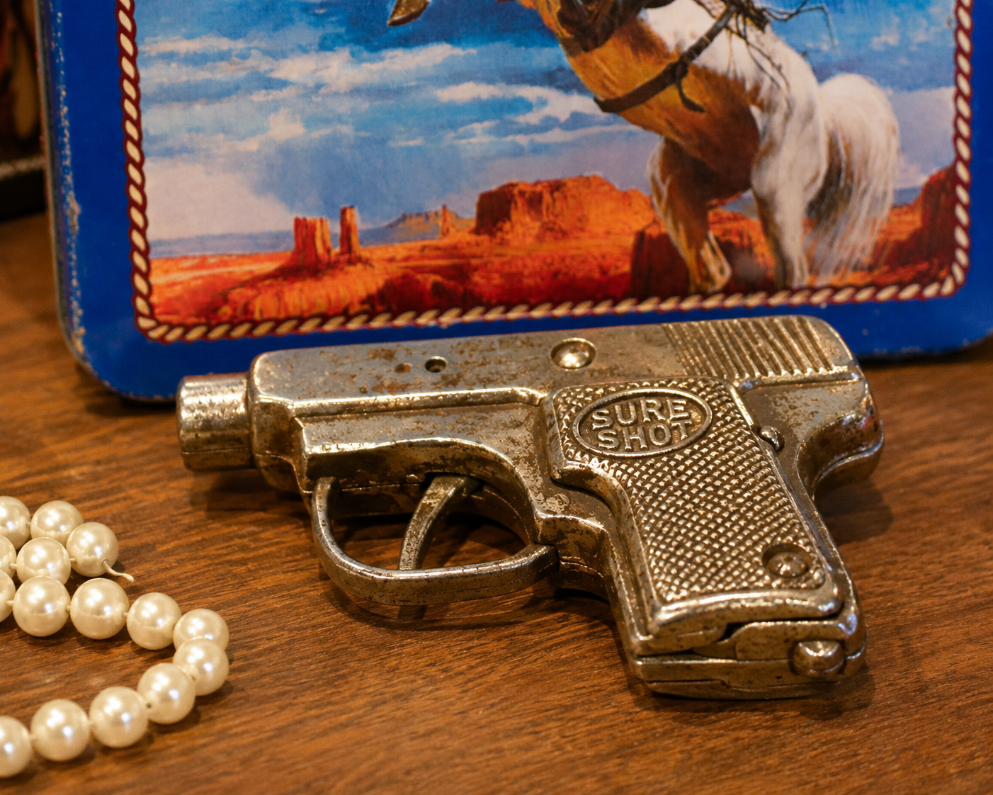 Antique 1940's Hubley Die Cast Sure Shot Kids Toy Cap Gun Vintage Pistol