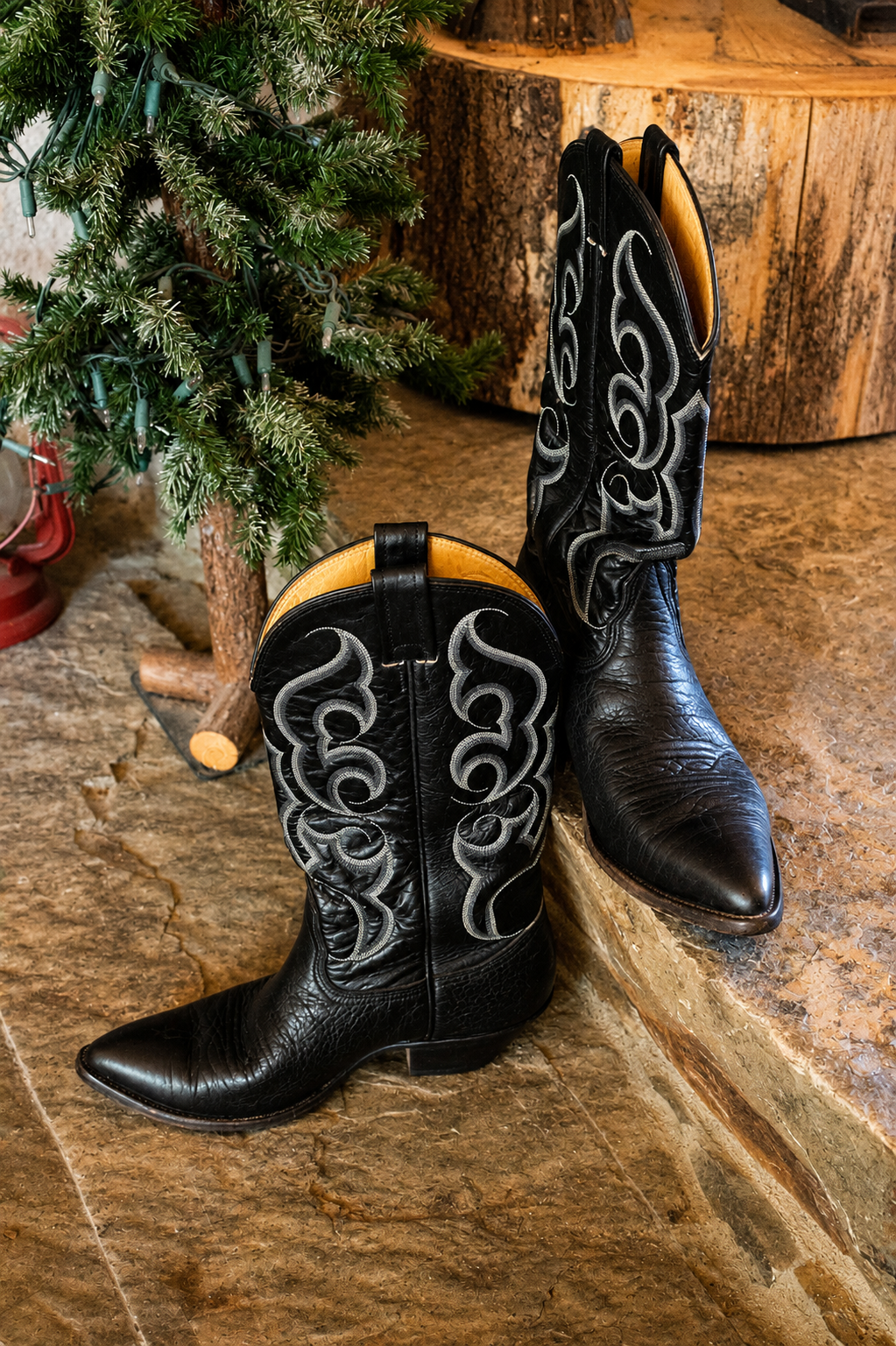 Nocona Black Leather Cowboy Boots