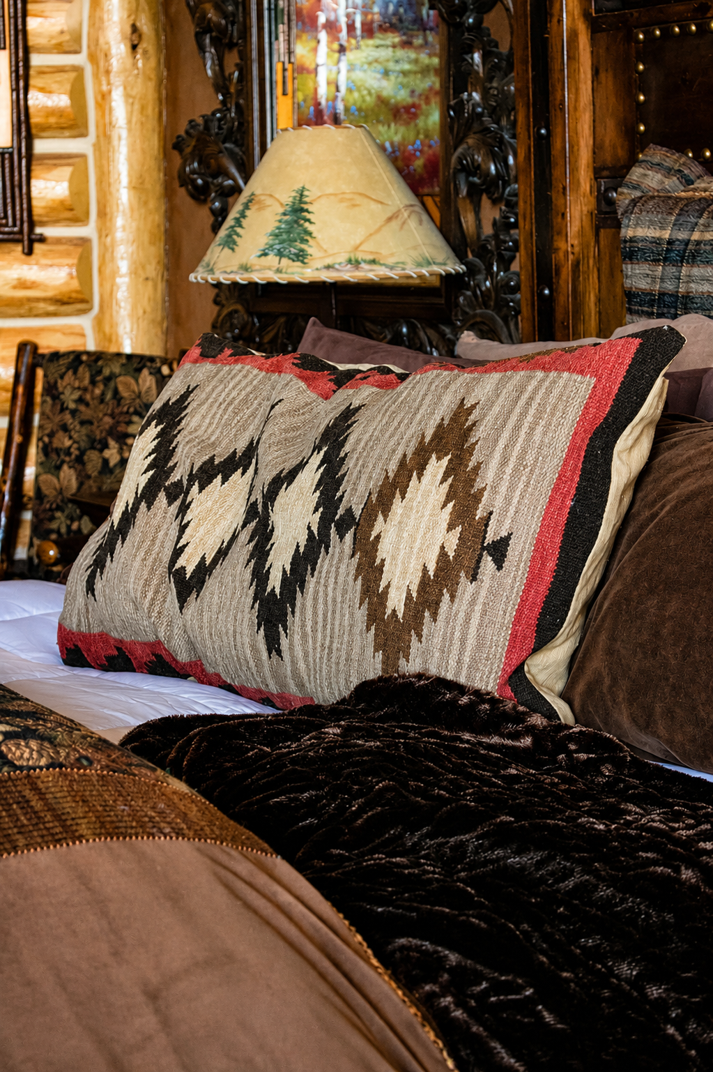 Large Down Aztec Geometric Design Pillow