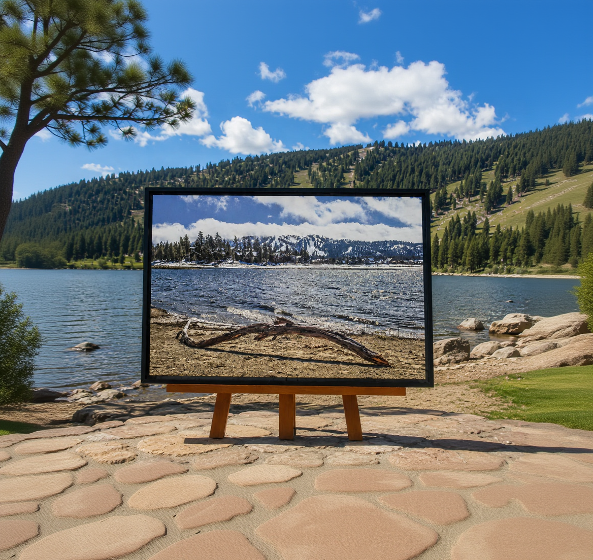 Framed Photograph "Winter Driftwood" taken by Janice Etters of Big Bear Lake 2017