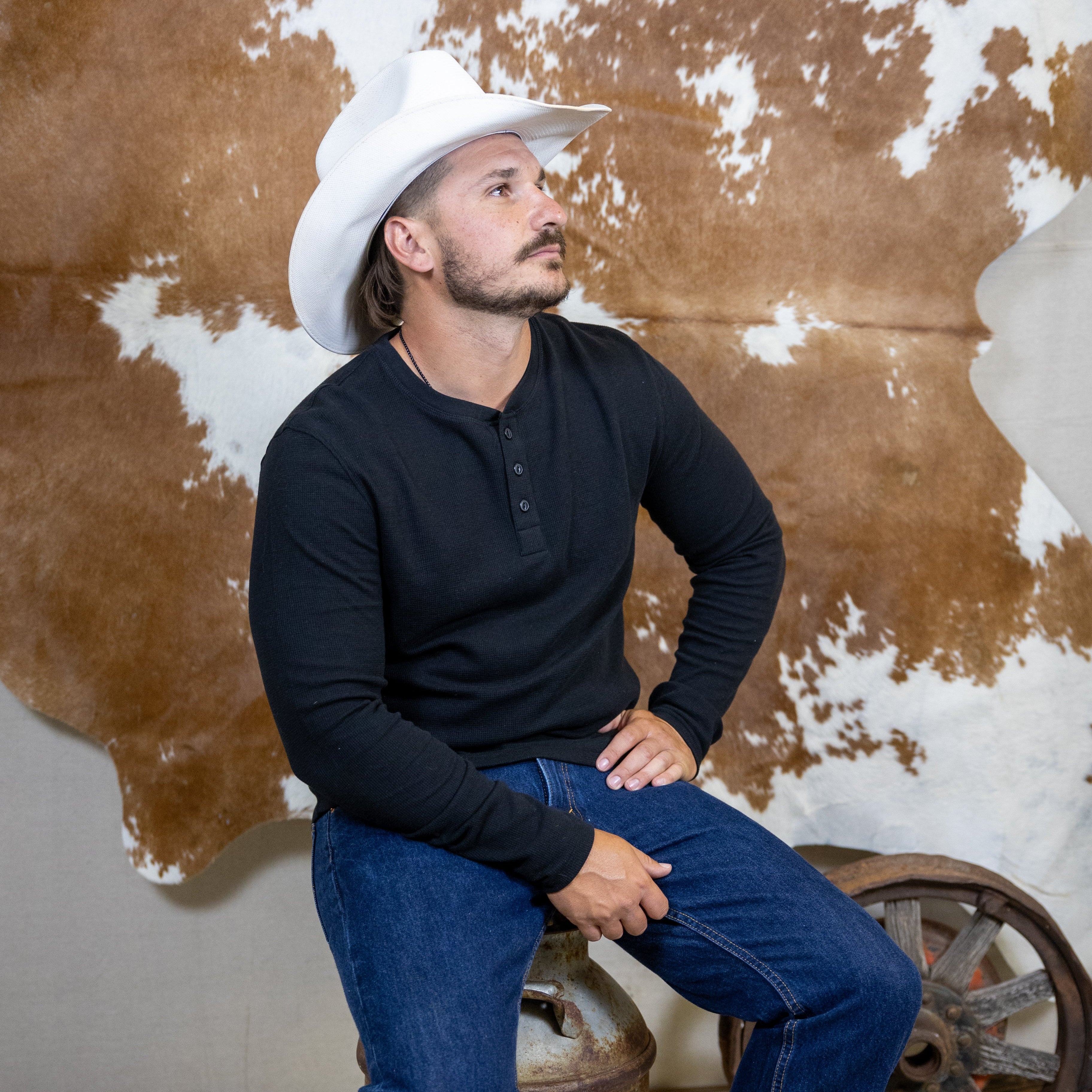 Stetson Oval Cowboy Hat With Black Band and Silver Embellishments