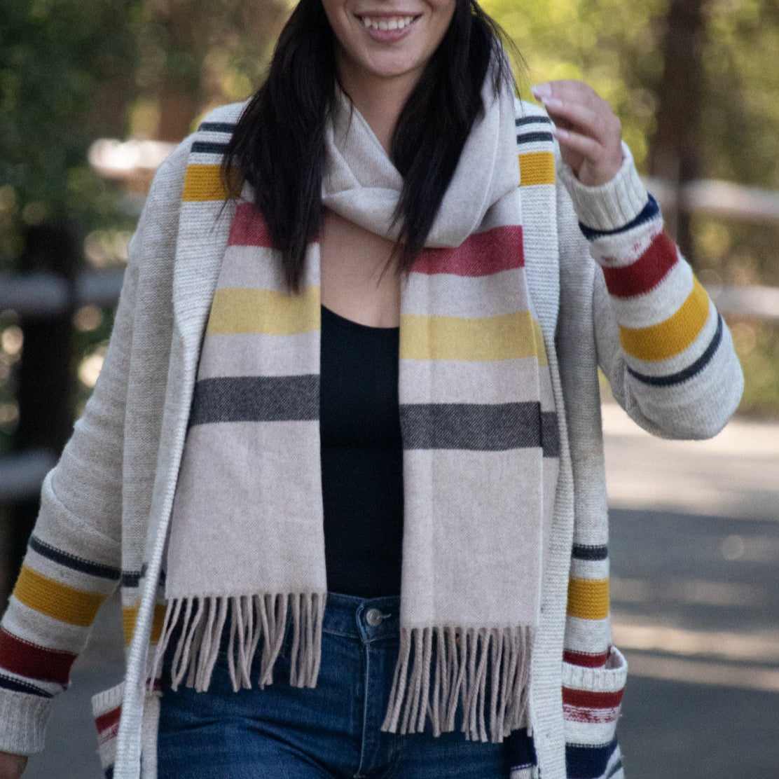 Pendleton National Park Collection Whisper Wool Muffler Scarf Glacier Stripe