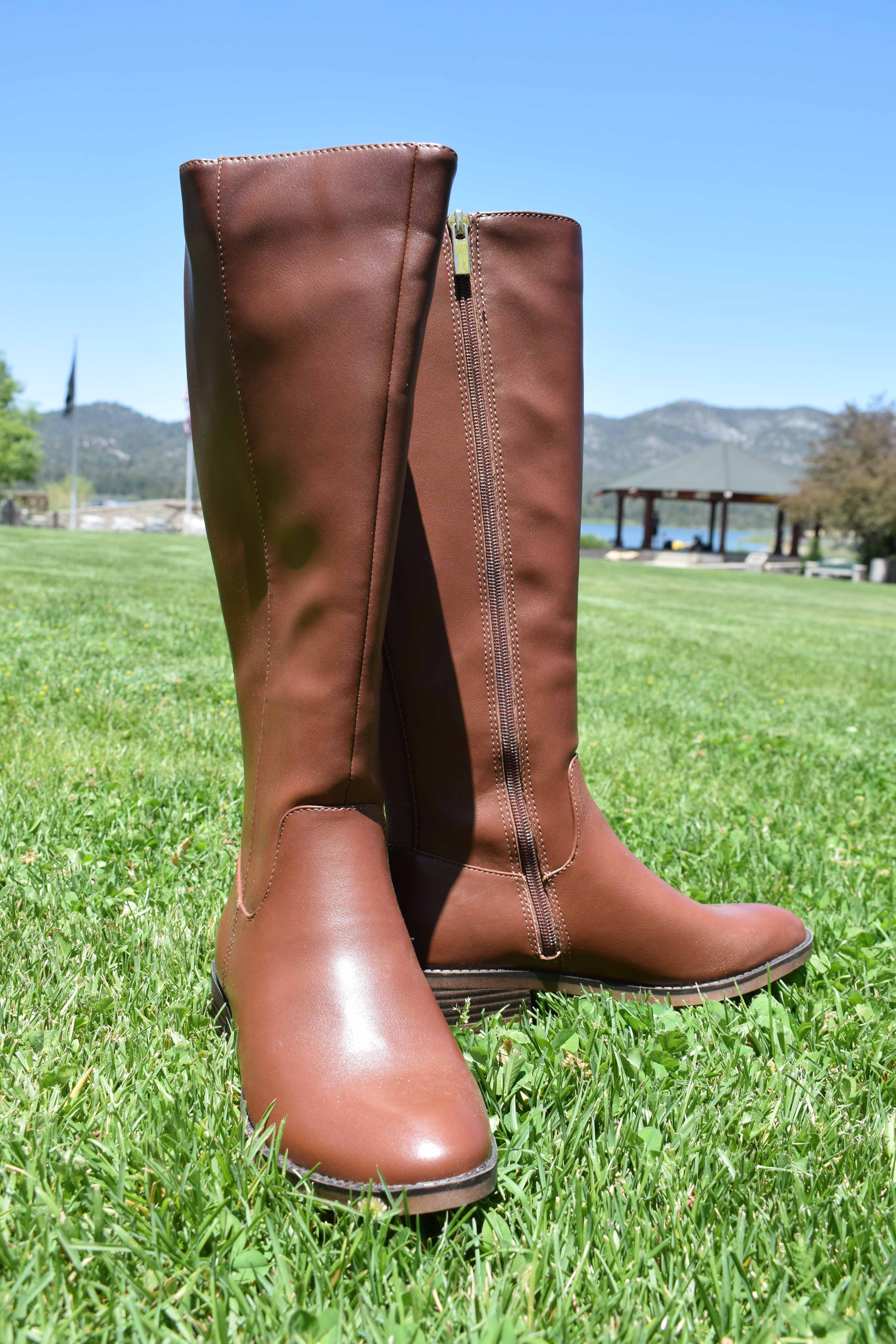 A New Day Brown Tall Boots Women Size 5.5 Knee High Riding Boots Classic Style