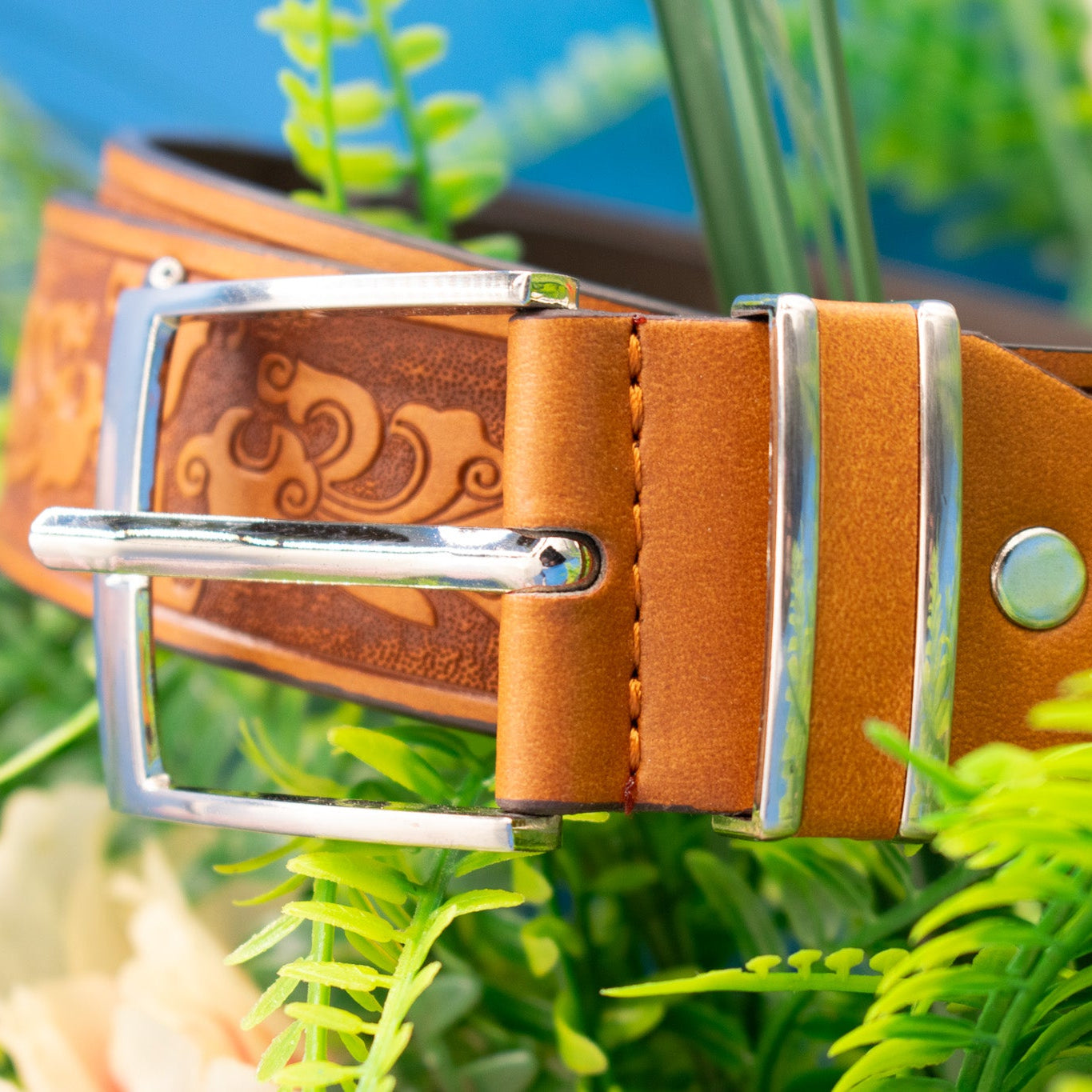 Charming Men's Western Brown Leather Belt