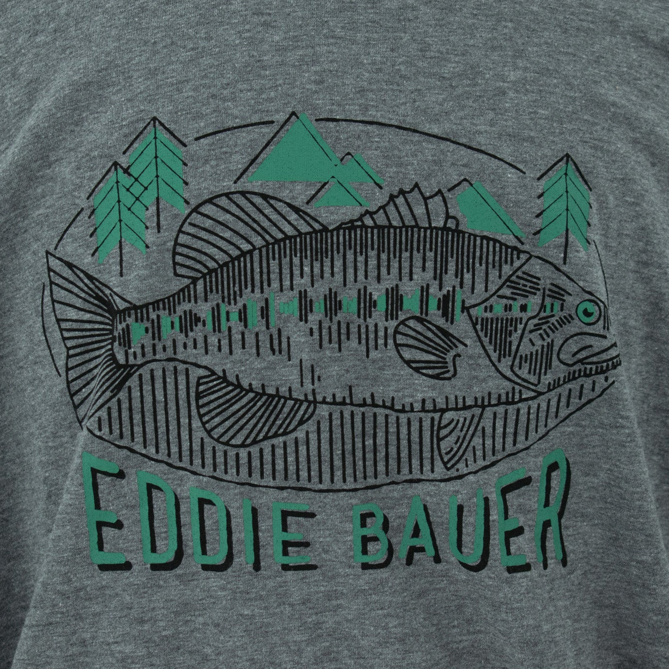 Eddie Bauer Heather Grey T-shirt Fishing Camp Graphic (Exclusive Design)