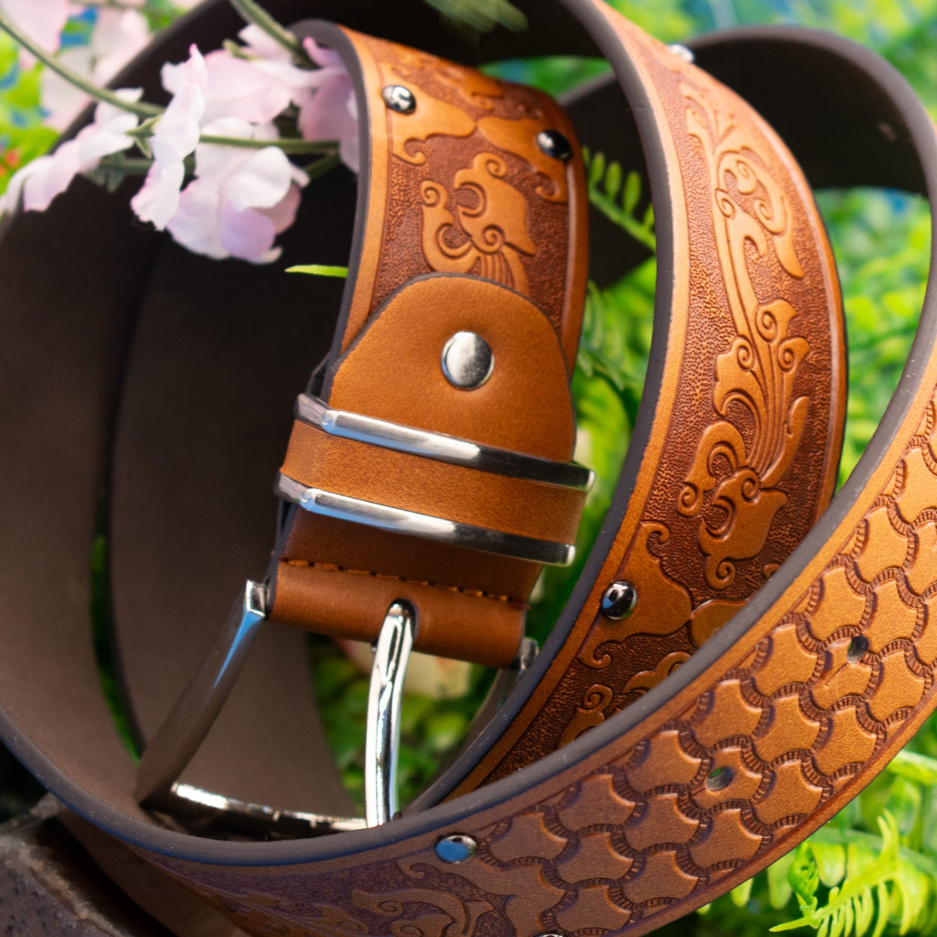 Charming Men's Western Brown Leather Belt