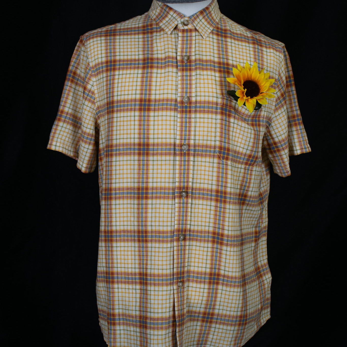 Pendleton Dawson Linen Shirt - Short Sleeve Ivory/Rust Plaid Print