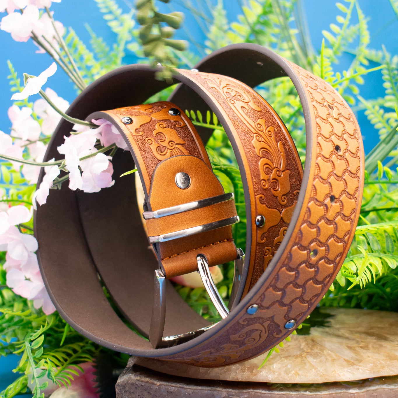 Charming Men's Western Brown Leather Belt