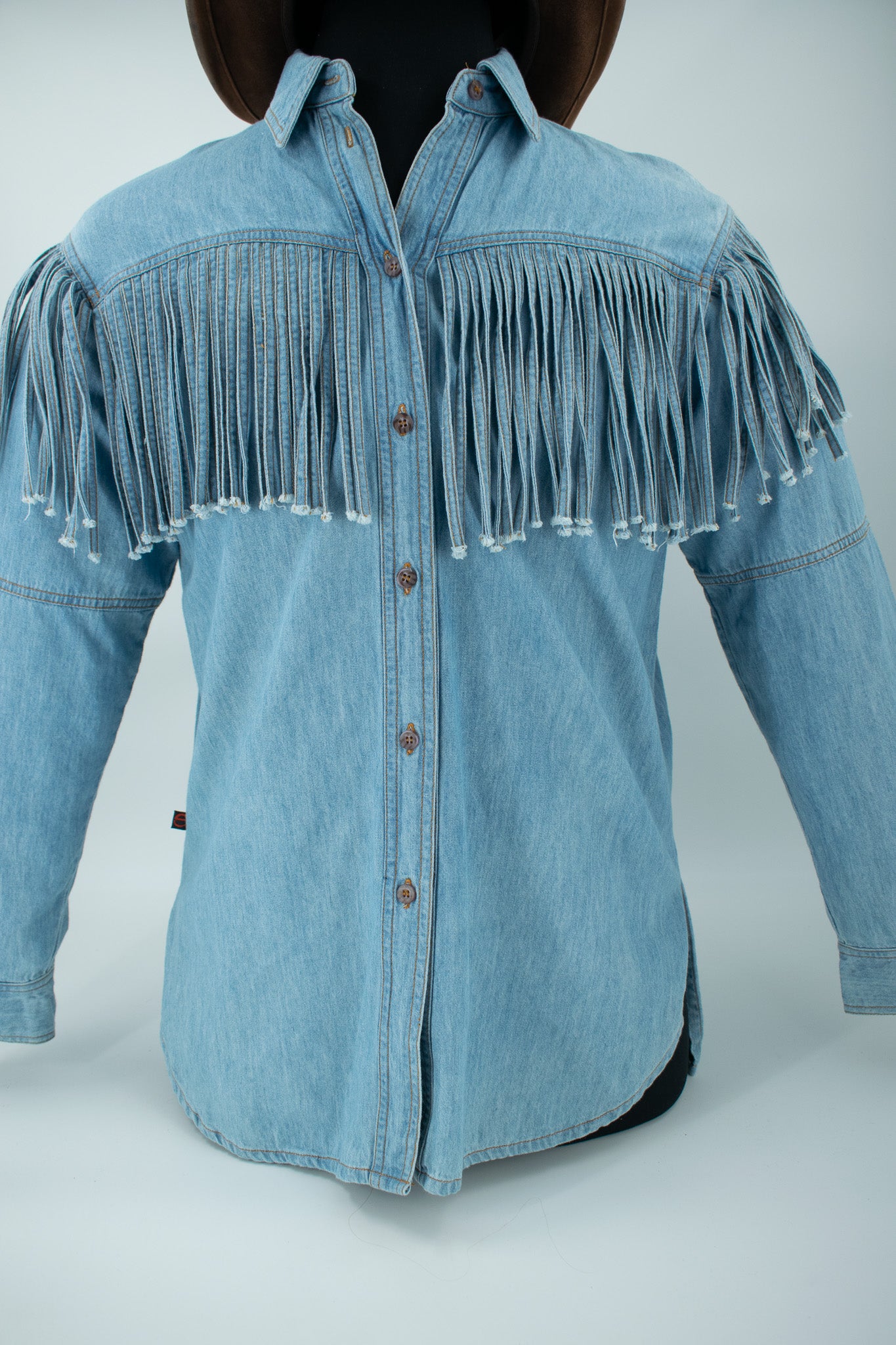 Palmer Jean Denim Jacket with Fringe Size Small