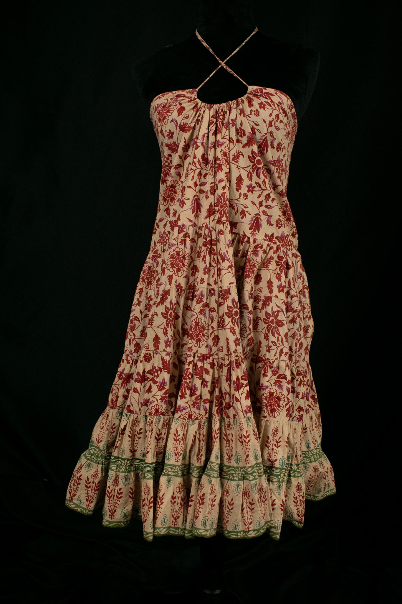 Angie Coral Pink Flowy Dress with V-Neck Tie