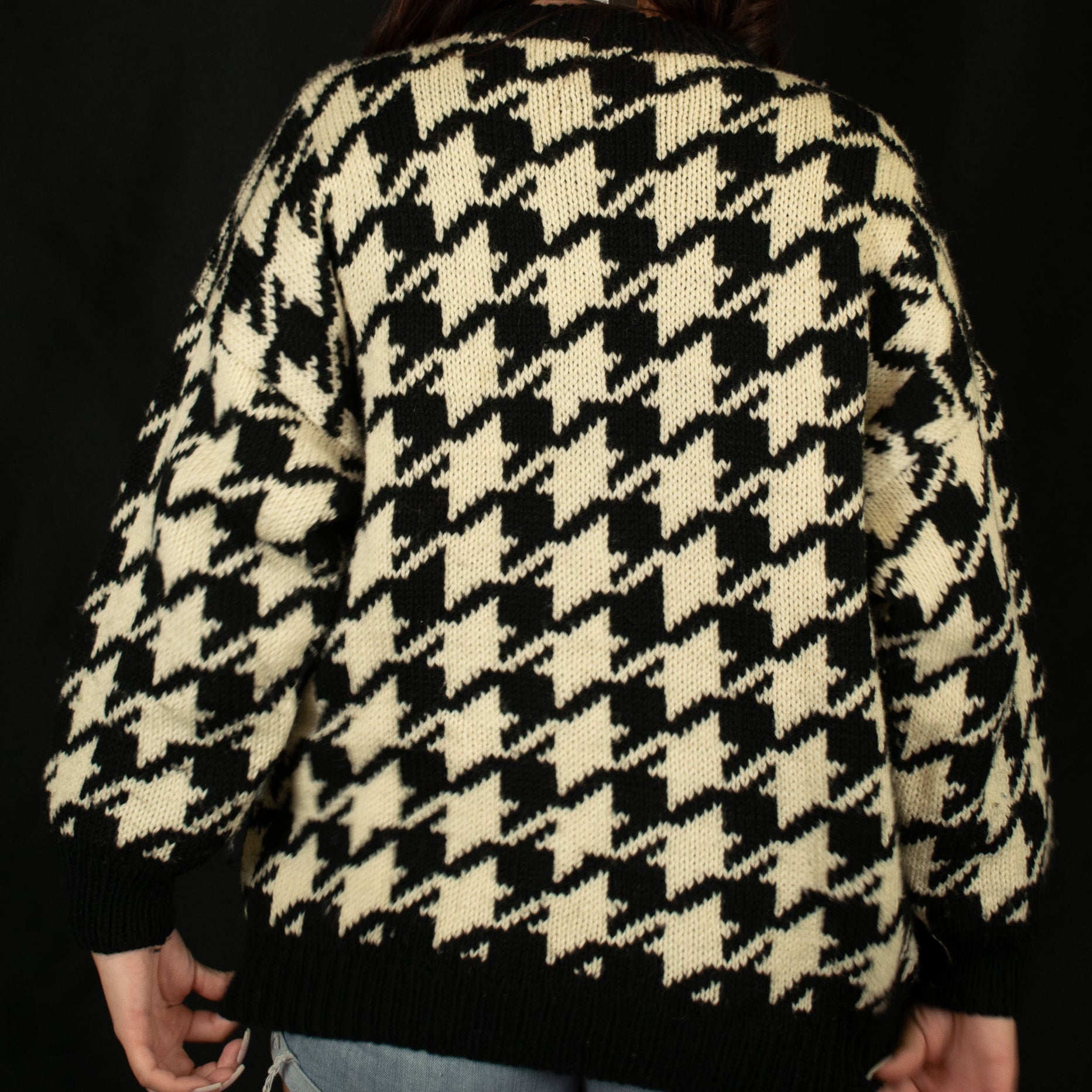 Naf Naf Tricote Black & White Sweater with 3 Different Colored Piggies Spelling N-A-F on Their Tummies