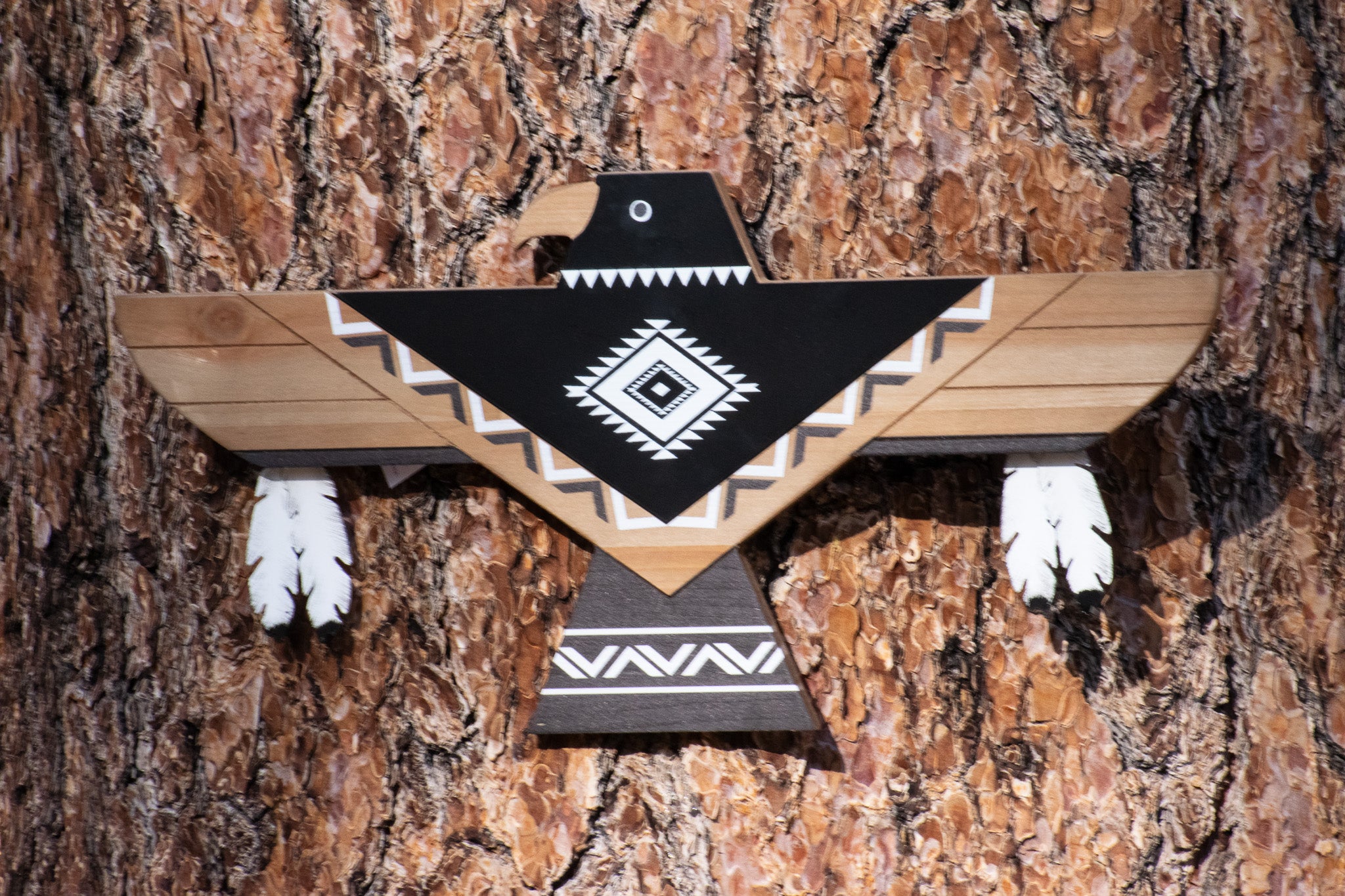 Lonestar Thunderbird Southwestern Wall Art Wooden Native-Inspired Decor 18" x 10"
