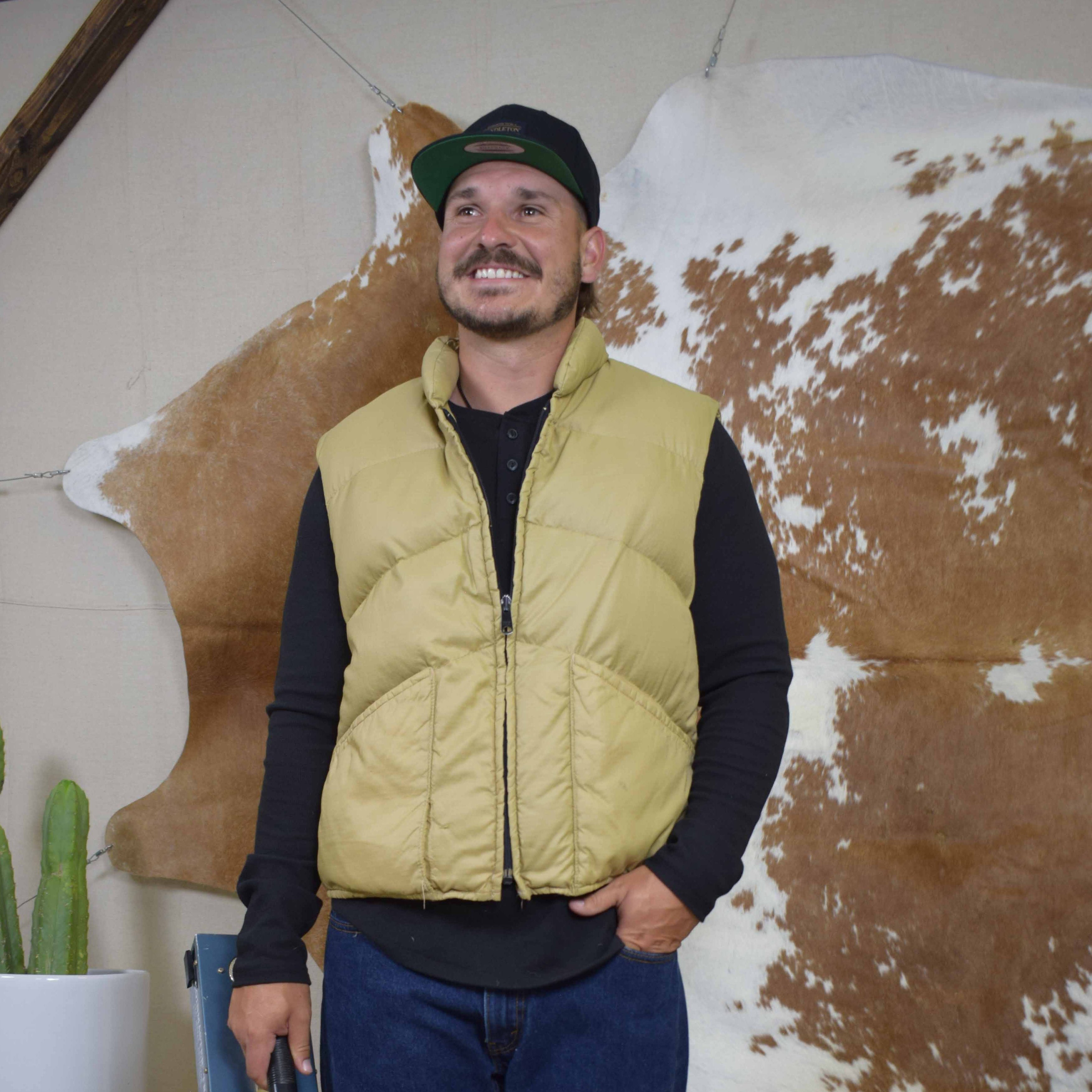 Prime Northern Down-Filled Tan Nylon Vest – Size XL