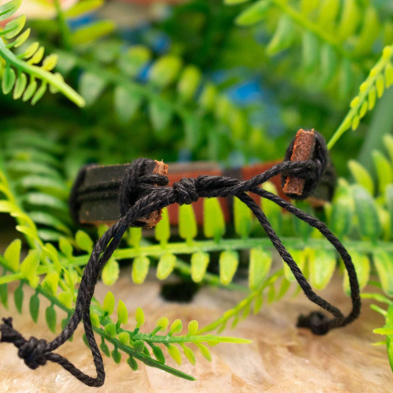 Leather Strap Bronze Colored Stamped Egyptian Charm Bracelet