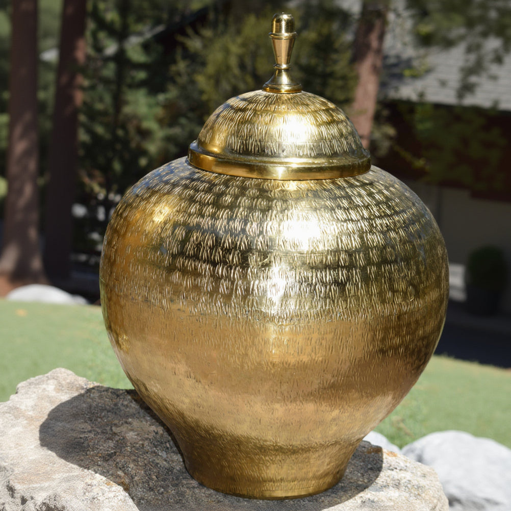 Brass Gold Hammered Vase Handcrafted in India