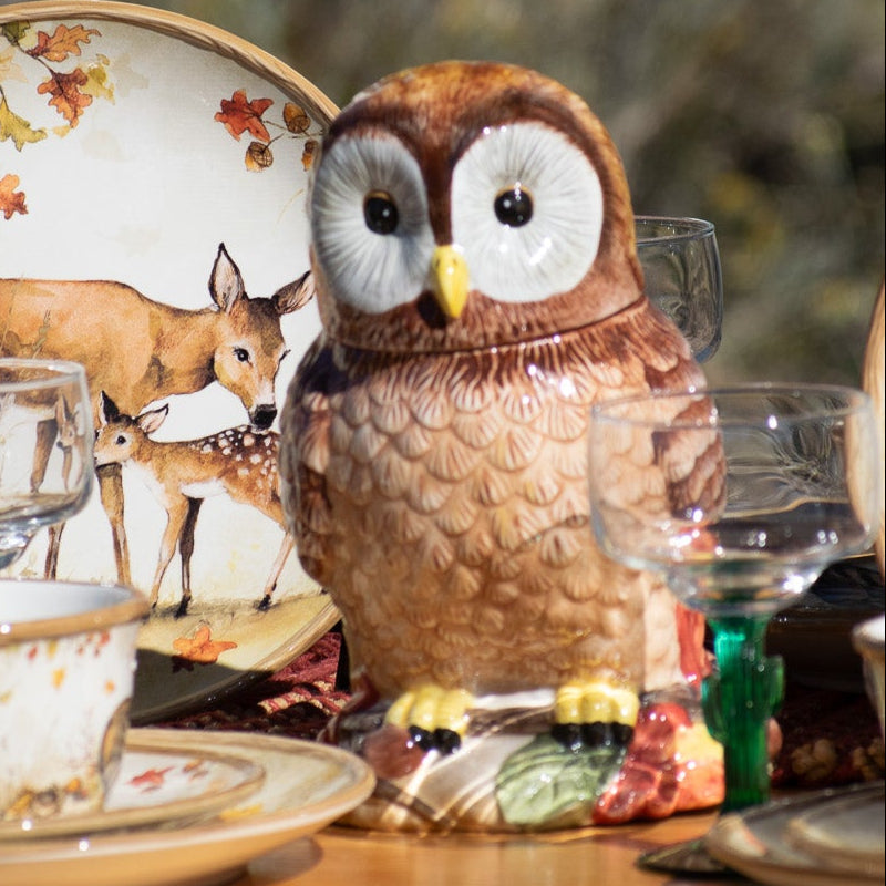 Certified International Pine Forest 3-D Owl Themed Cookie Jar